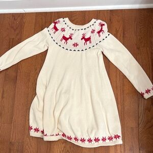 Hanna Andersson Cream Sweater with Red Reindeer Pattern